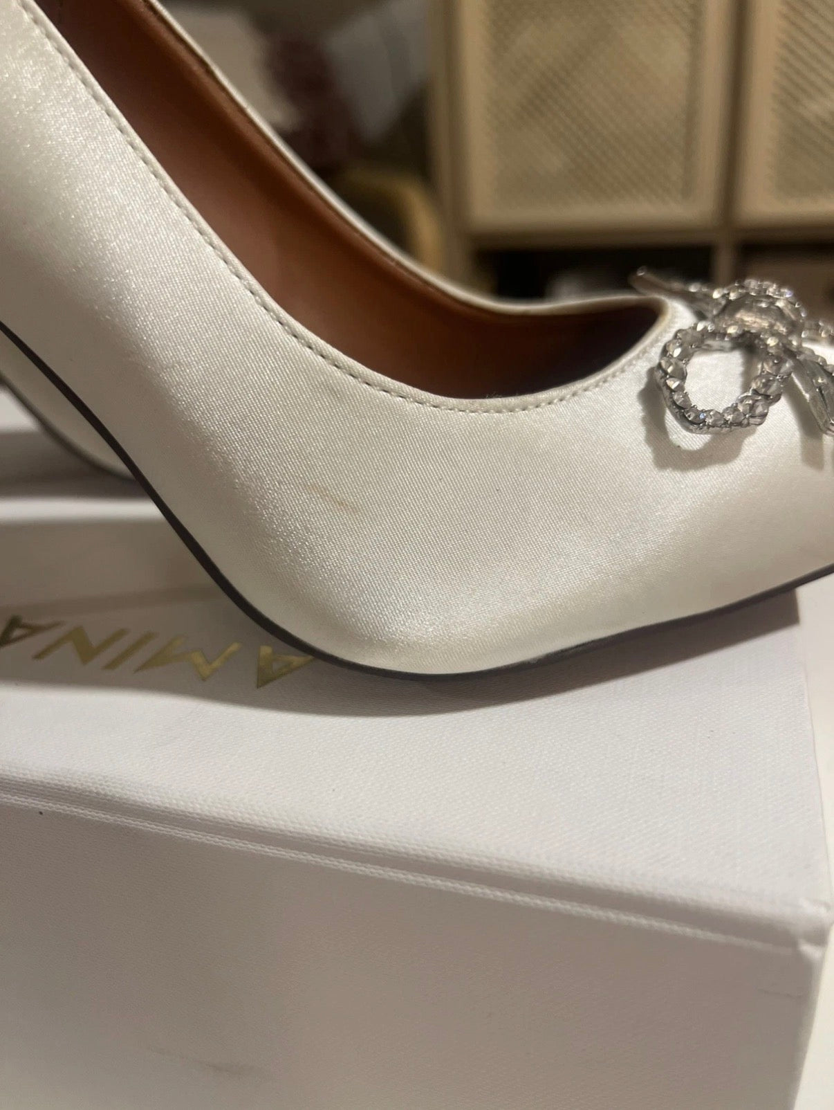 Amina Muaddi Women's Satin Rosie Pumps/ 38.5 Women 8